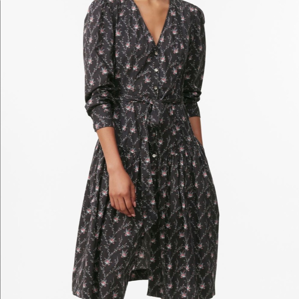 Rebecca Taylor LA VIE AUBRIE TRELLIS POPLIN DRESS IN BLACK COMBO